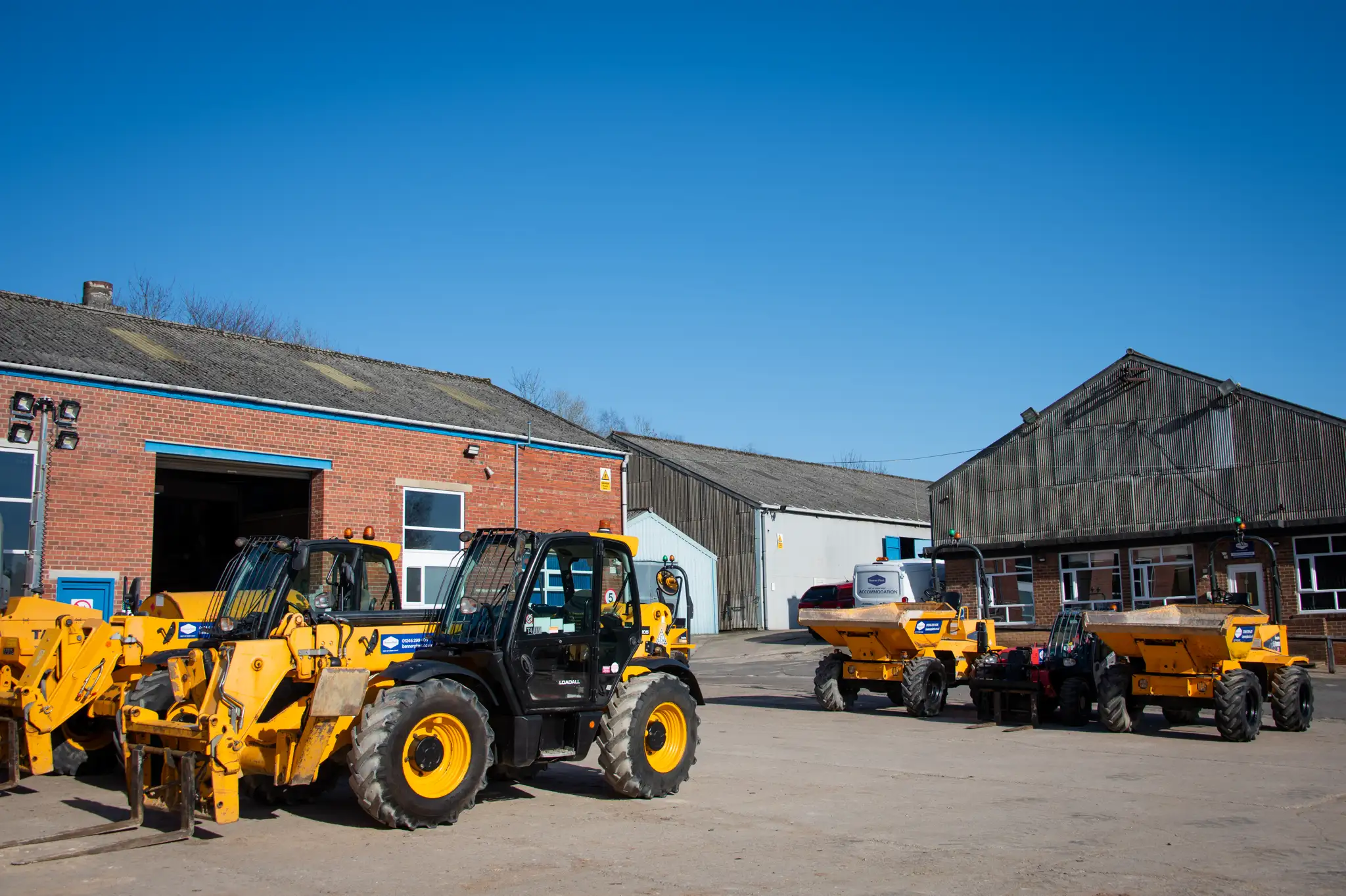 Banner Plant Dronfield depot yard with telescopic handlers and dumpers